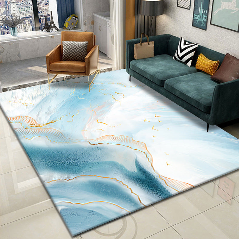 Tapis imprimé aquarelle de couleur foncée, moderne et audacieux, en Polyester, facile d'entretien, avec support antidérapant, pour la décoration de la maison