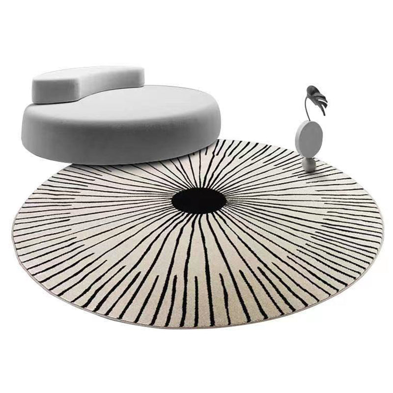 Khaki Funky Lines Pattern Indoor Rug Contemporary Simplicity Round Carpet Polyester Anti-Slip Backing Area Carpet for Home Decor