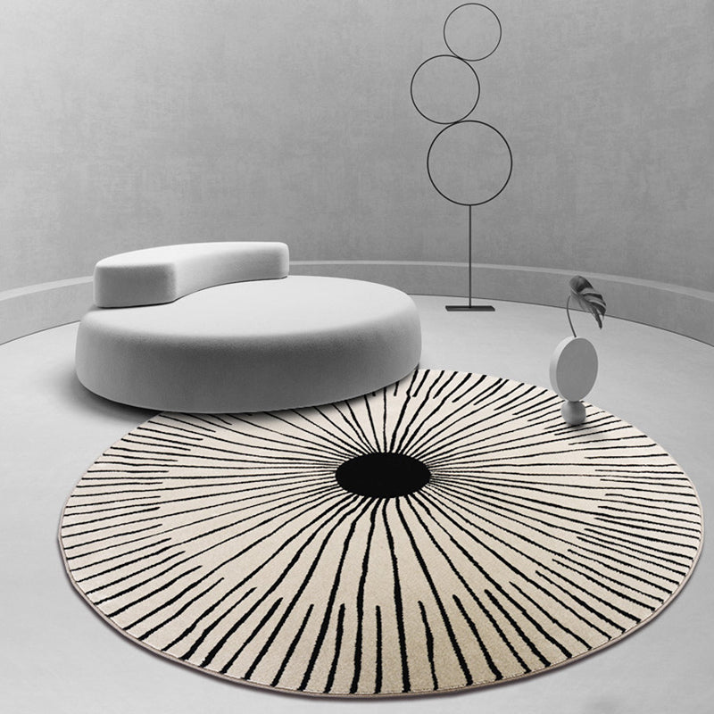 Khaki Funky Lines Pattern Indoor Rug Contemporary Simplicity Round Carpet Polyester Anti-Slip Backing Area Carpet for Home Decor