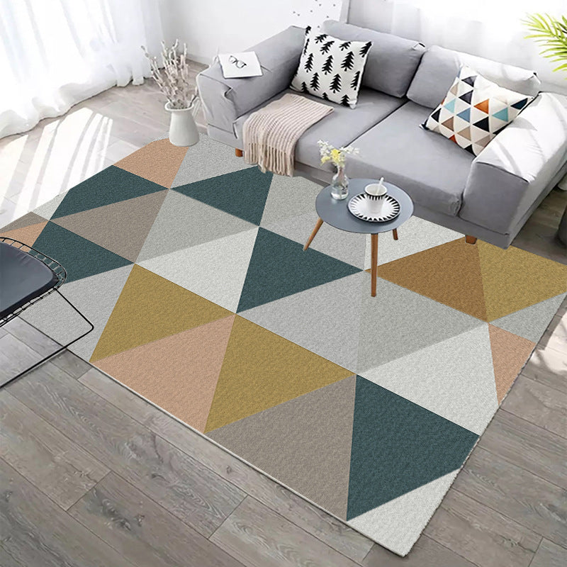 Distinctive Simple Contemporary Rug Triangle Design Area Rug Polyester Anti-Slip Backing Area Carpet for Living Room