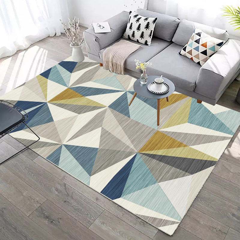Distinctive Simple Contemporary Rug Triangle Design Area Rug Polyester Anti-Slip Backing Area Carpet for Living Room