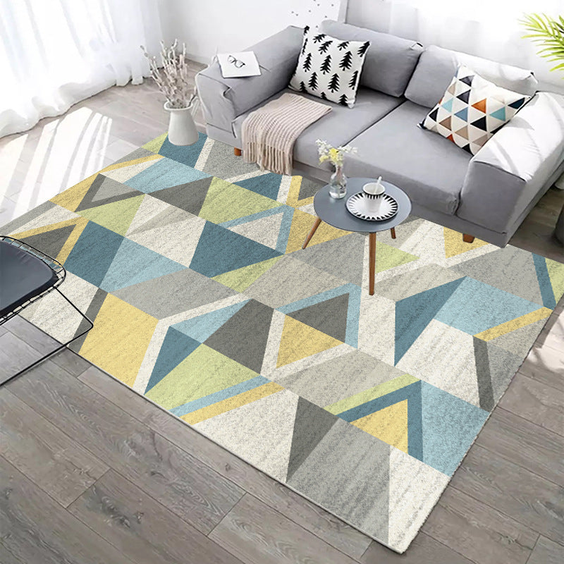 Individuality Triangle Printed Indoor Rug Trendy Contemporary Area Rug Polyester Stain Resistant Carpet for Home Decor