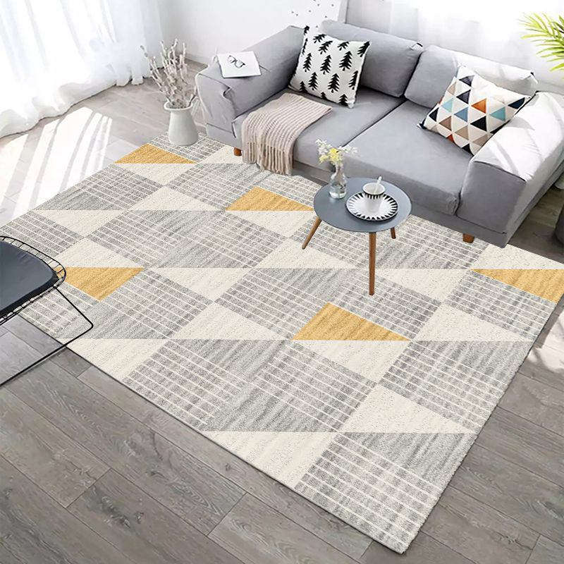 Individuality Triangle Printed Indoor Rug Trendy Contemporary Area Rug Polyester Stain Resistant Carpet for Home Decor