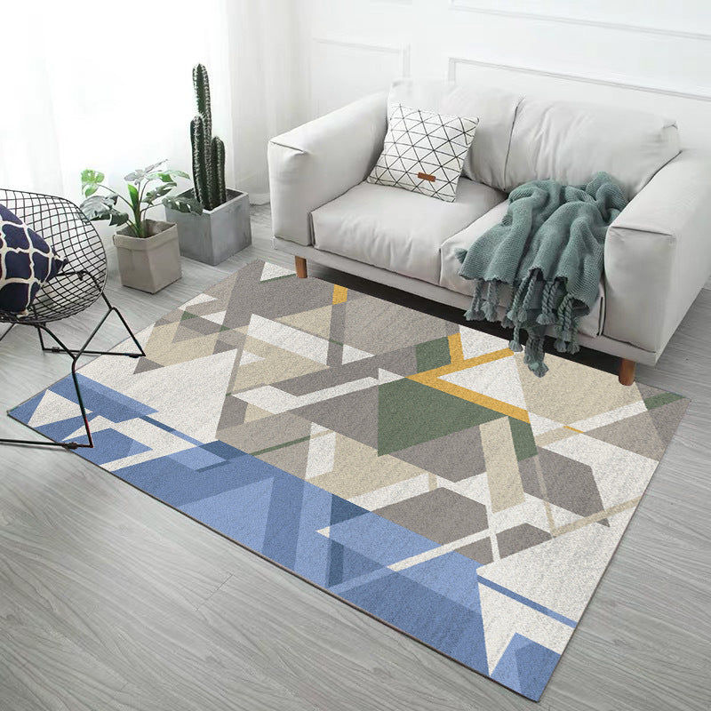 Decorative Modern Geometry Printed Rug Creative Funky Polyester Area Rug Easy Care Friendly Washable Rug for Living Room