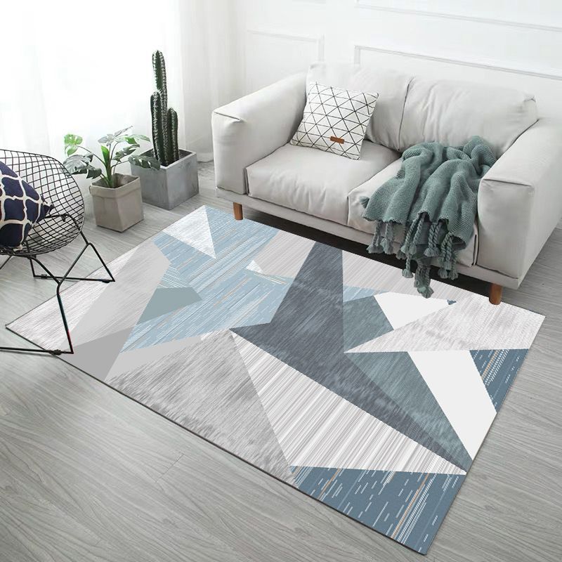 Decorative Modern Geometry Printed Rug Creative Funky Polyester Area Rug Easy Care Friendly Washable Rug for Living Room