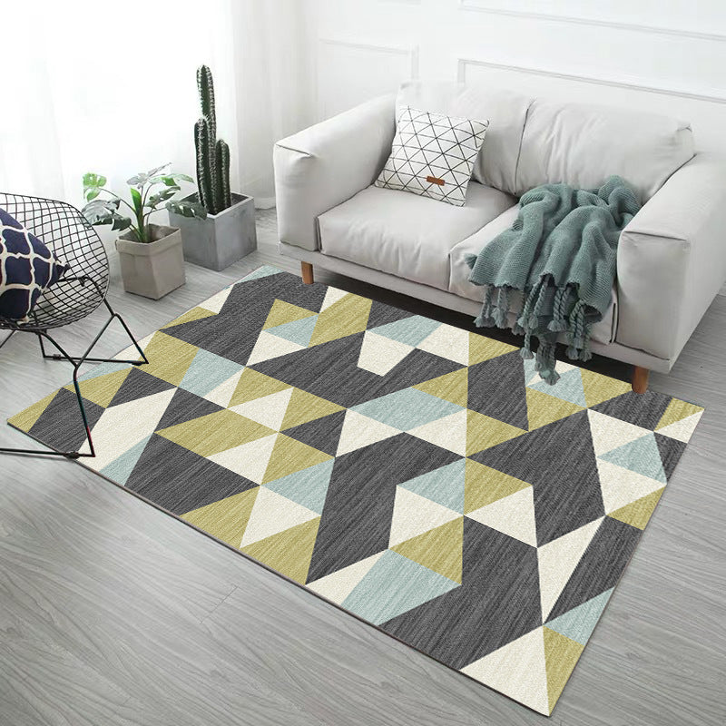 Decorative Modern Geometry Printed Rug Creative Funky Polyester Area Rug Easy Care Friendly Washable Rug for Living Room