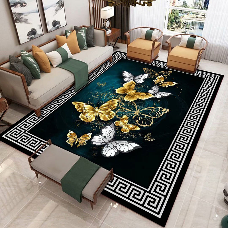 Tapis à motif de poisson nostalgique, en Polyester de couleur foncée, résistant aux taches, pour l'intérieur, pour la décoration de la maison