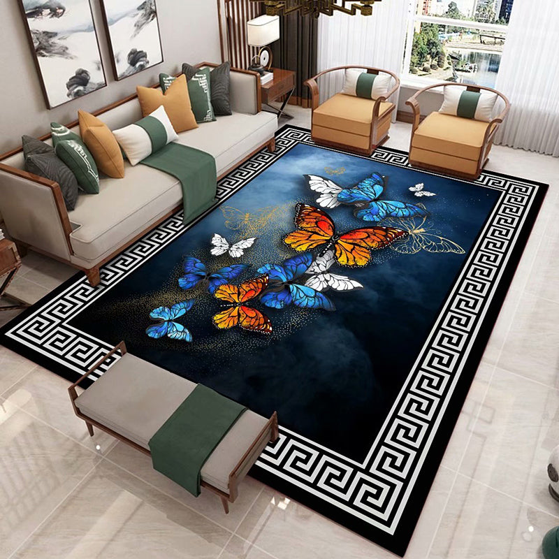 Tapis à motif de poisson nostalgique, en Polyester de couleur foncée, résistant aux taches, pour l'intérieur, pour la décoration de la maison