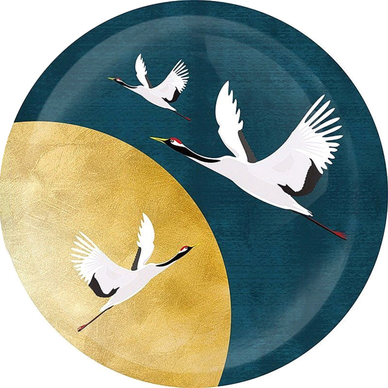 Round Red Tone Creative Area Carpet Polyester Animals Print Indoor Rug Anti-Slip Backing Carpet for Living Room