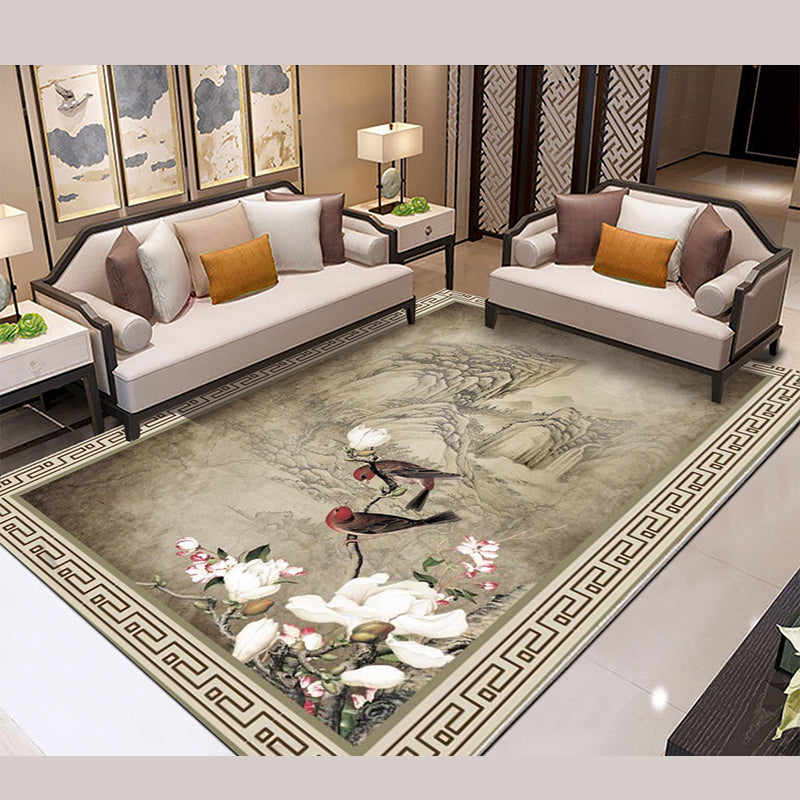 Elegant veelkleurig nostalgietapijt, polyester, takprint, binnentapijt, vlekbestendig tapijt voor woondecoratie