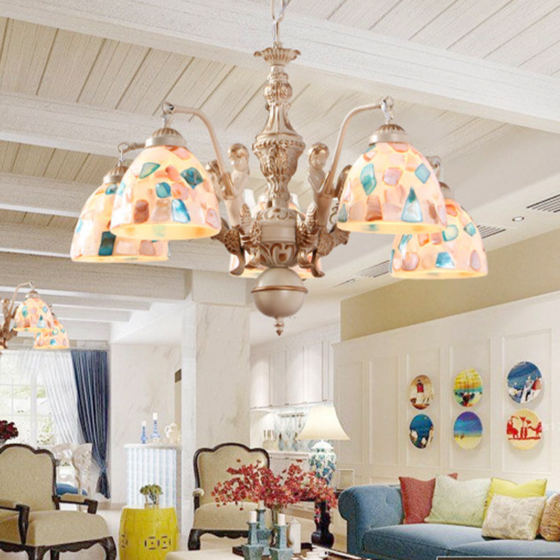 Mozaïek hangende kroonluchter barokke stijl shell 5/9/11 lichten witte hanglichtkit voor keuken