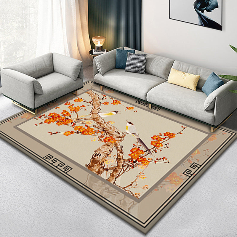 Tapis classique imprimé de branches d'encre, en Polyester mélangé de couleurs, résistant aux taches, pour l'intérieur, pour la décoration de la maison