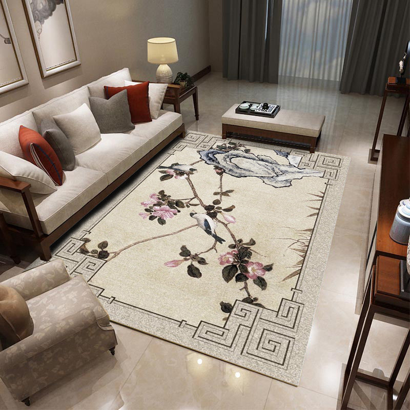 Multicolor Antique Printing Rug Polyester Shabby Chic Anti-Slip Backing Indoor Rug for Living Room