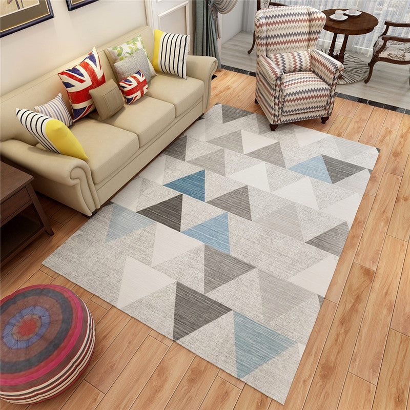 Stylish Modern Living Room Rug Multicolored Geometry Printed Area Carpet Polyester Stain Resistant Indoor Carpet