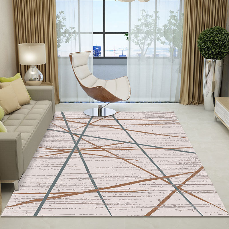 Stylish Modern Living Room Rug Multicolored Geometry Printed Area Carpet Polyester Stain Resistant Indoor Carpet