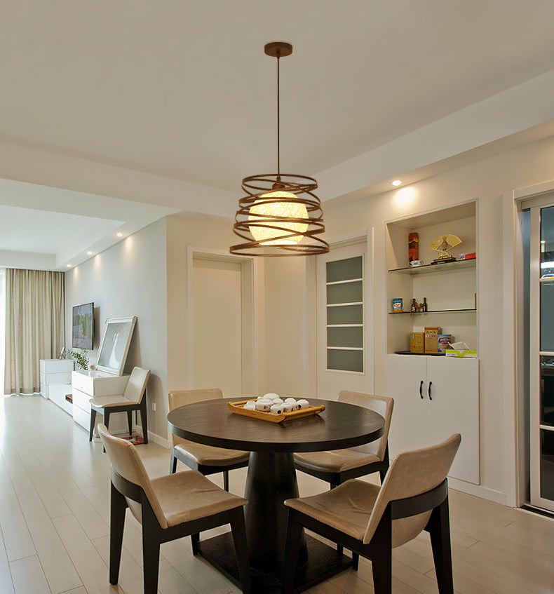 1 Head Cage Suspended Lighting Fixture Retro Metal Black Pendant Lamp for Restaurant