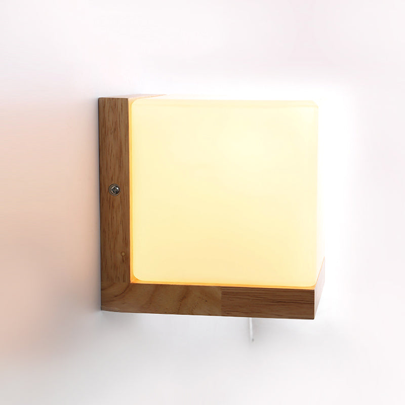 Square Wall Mounted Lamp Modern Simplicity Wood Wall Mount Lamp for Living Room