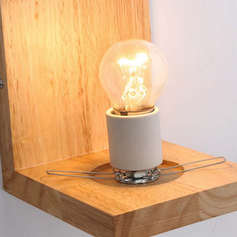 Square Wall Mounted Lamp Modern Simplicity Wood Wall Mount Lamp for Living Room