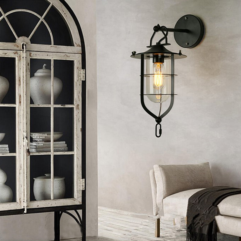 Loft Style Schattierte Wandleuchte Leuchten Glas Wandleuchte in Schwarz für das Restaurant