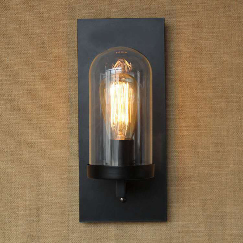 Glass Black Wall Lighting Fixture Shaded Industrial-Style Wall Light Fixture for Aisle