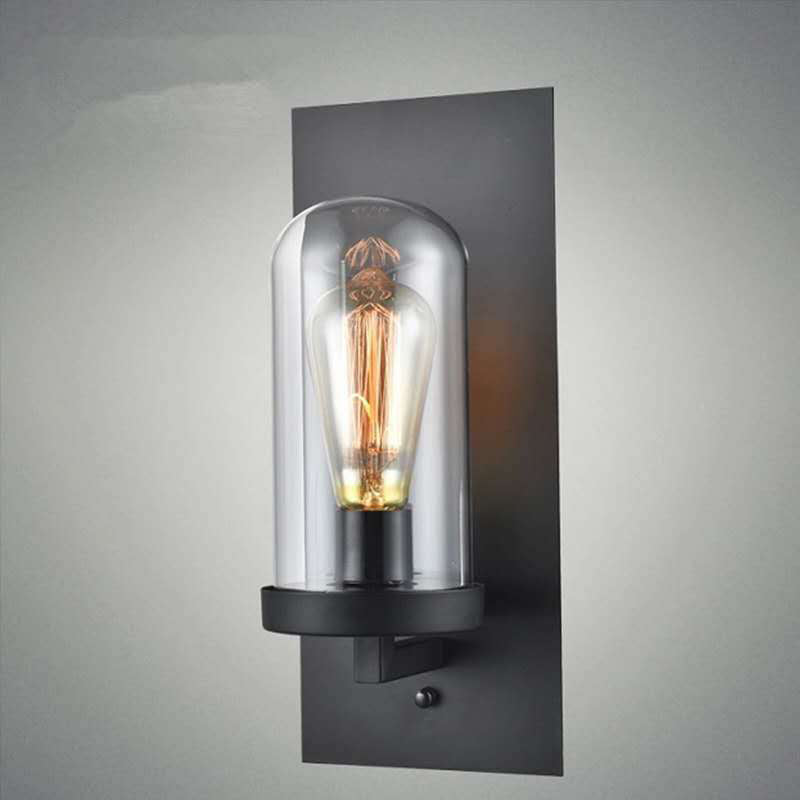 Glass Black Wall Lighting Fixture Shaded Industrial-Style Wall Light Fixture for Aisle