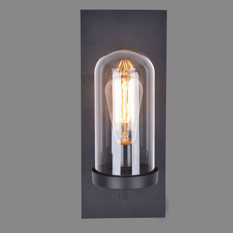 Glass Black Wall Lighting Fixture Shaded Industrial-Style Wall Light Fixture for Aisle