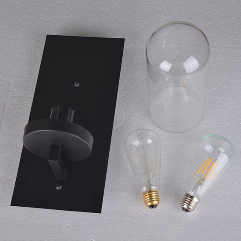 Glass Black Wall Lighting Fixture Shaded Industrial-Style Wall Light Fixture for Aisle