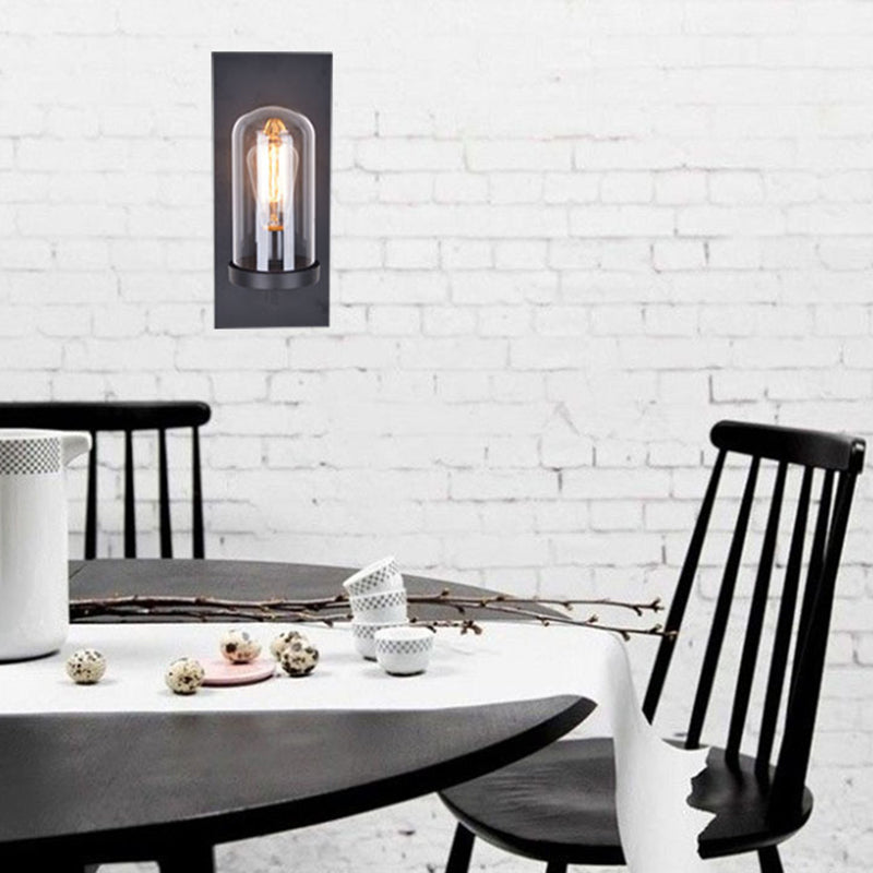 Glass Black Wall Lighting Fixture Shaded Industrial-Style Wall Light Fixture for Aisle