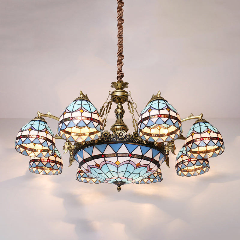 Blu 5/9/11 Luci lampadario Lampada Tiffany Cut Glass Coled Shade Sospension Ciondolo