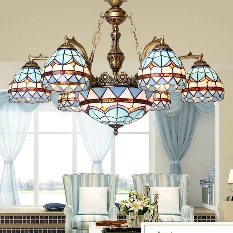 Blu 5/9/11 Luci lampadario Lampada Tiffany Cut Glass Coled Shade Sospension Ciondolo