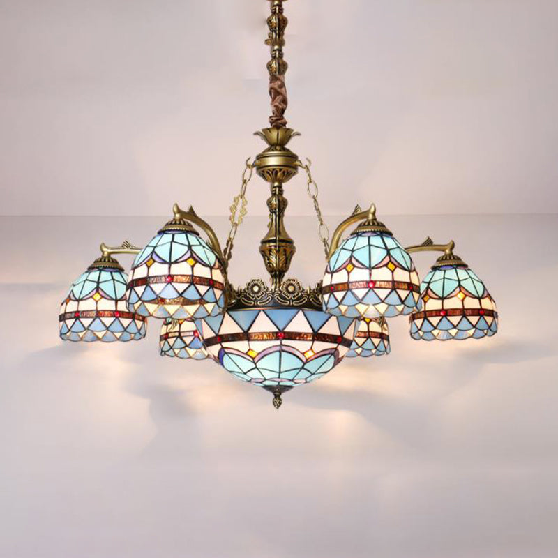 Blu 5/9/11 Luci lampadario Lampada Tiffany Cut Glass Coled Shade Sospension Ciondolo