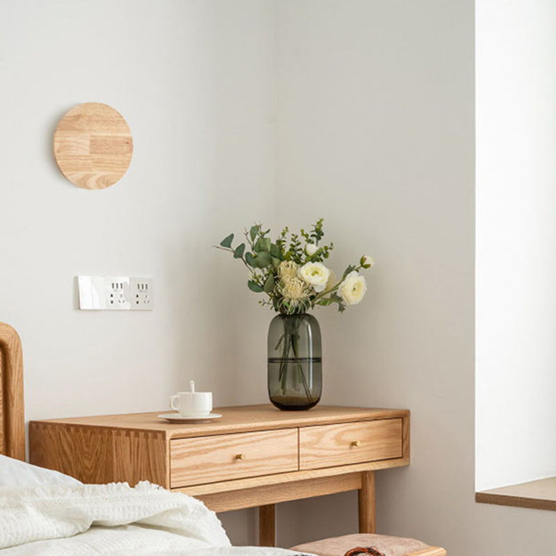 Runde Wandlampen moderne Einfachheit Holzwandleuchten für Wohnzimmer