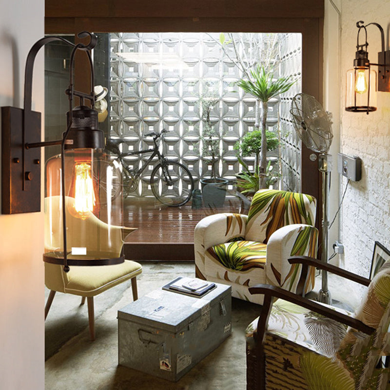 Shaded Wall Lighting Fixture Industrial-Style Glass Coffee Shop Wall Mounted Light