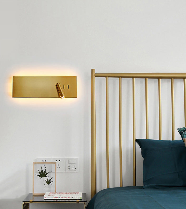 Modern Style Simplicity Bedside LED Reading Lamp Rotatable Spotlight Design Wall Mount Light with Rectangular Metal Base
