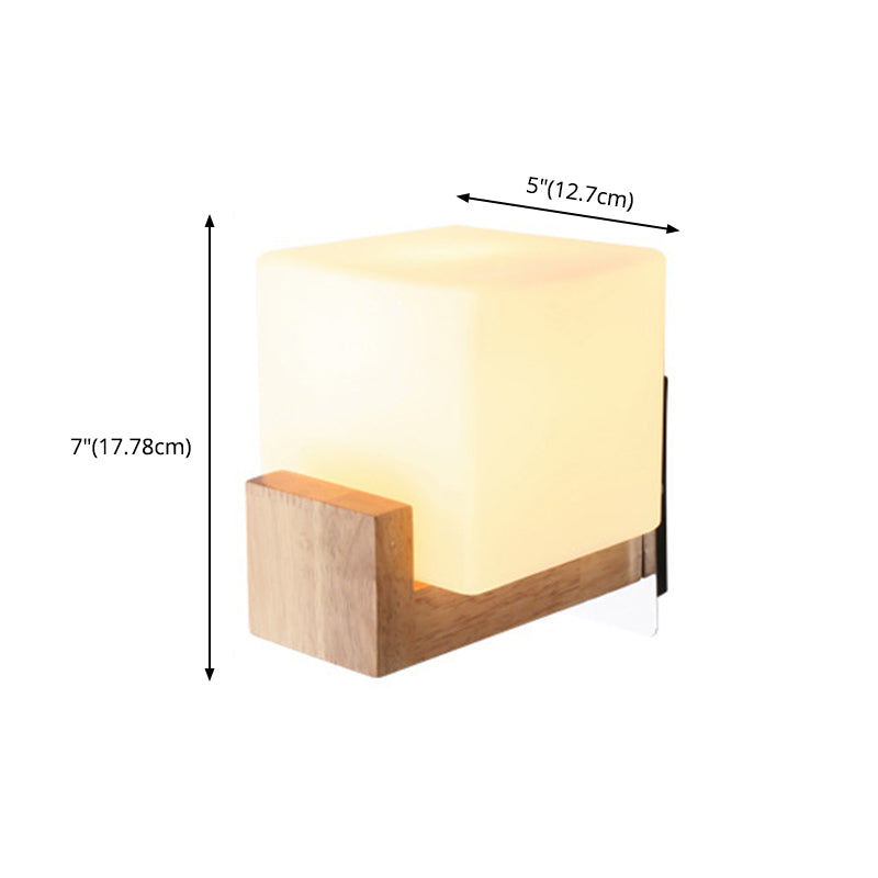 Nordic Style Squared Wall Sconce Lighting Wooden Bedroom Wall Light Sconce in White