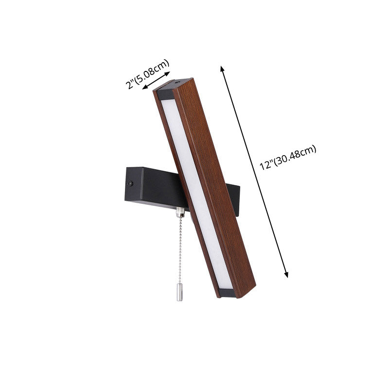 Wooden Creative Rotatable LED Wall Lamp Hand Pull Switch Design Sconce Light for Bedroom