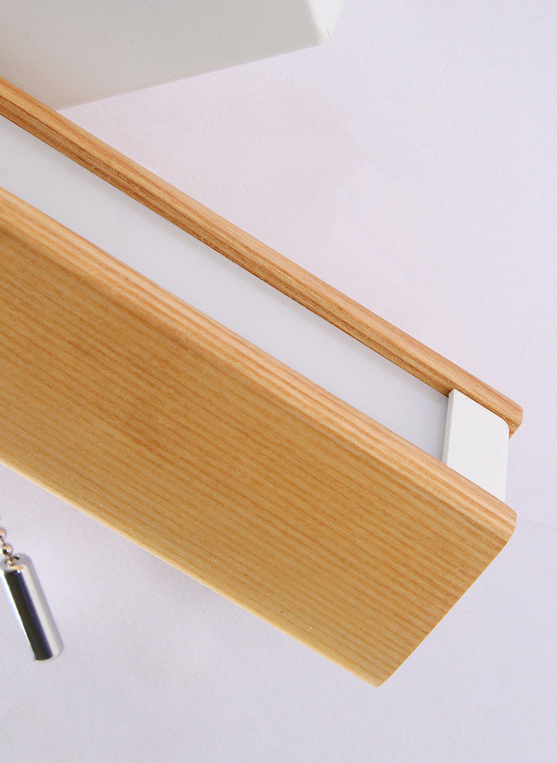 Wooden Creative Rotatable LED Wall Lamp Hand Pull Switch Design Sconce Light for Bedroom