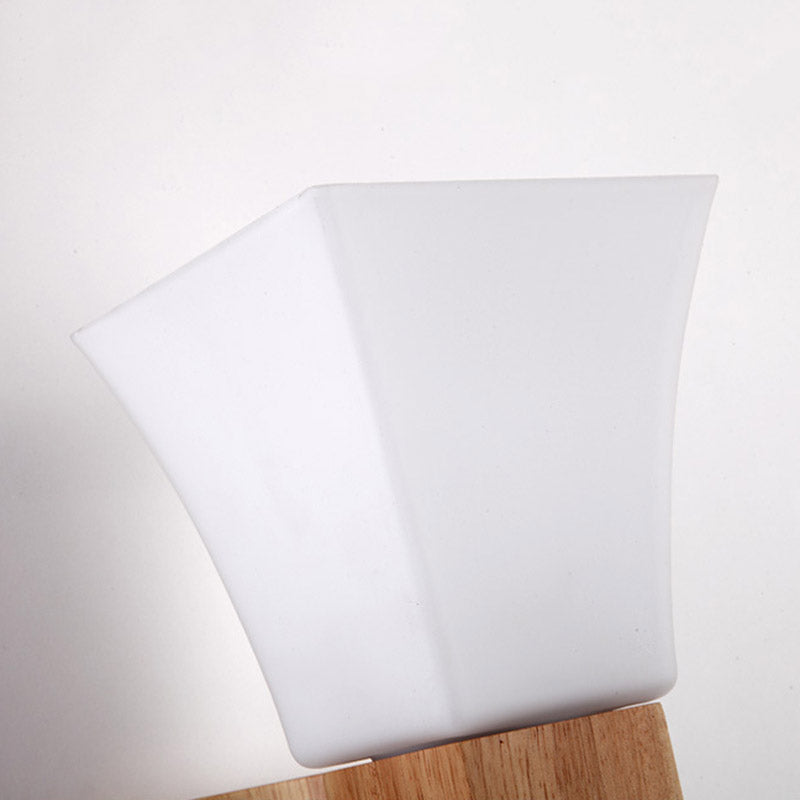 Wood Shaded Sconce Light Fixture Nordic Style Wall Mounted Light Fixture in White