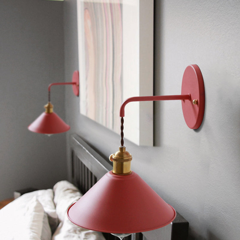 Illuminazione a parete cono cono in stile muro di metallo a montaggio per la camera da letto per camera da letto