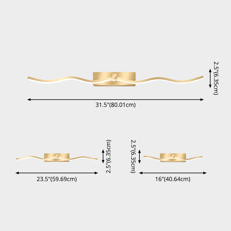 Modern Minimalist Style Linear Flush Mount Wall Sconce Metal Wall Mounted Lighting for Bathroom