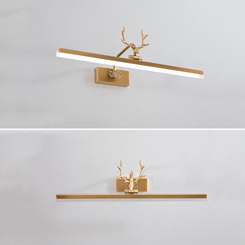 Mid-Century Vintage Style Strip Wall Mounted Vanity Lights Copper Flush Mount Wall Sconce for Bathroom