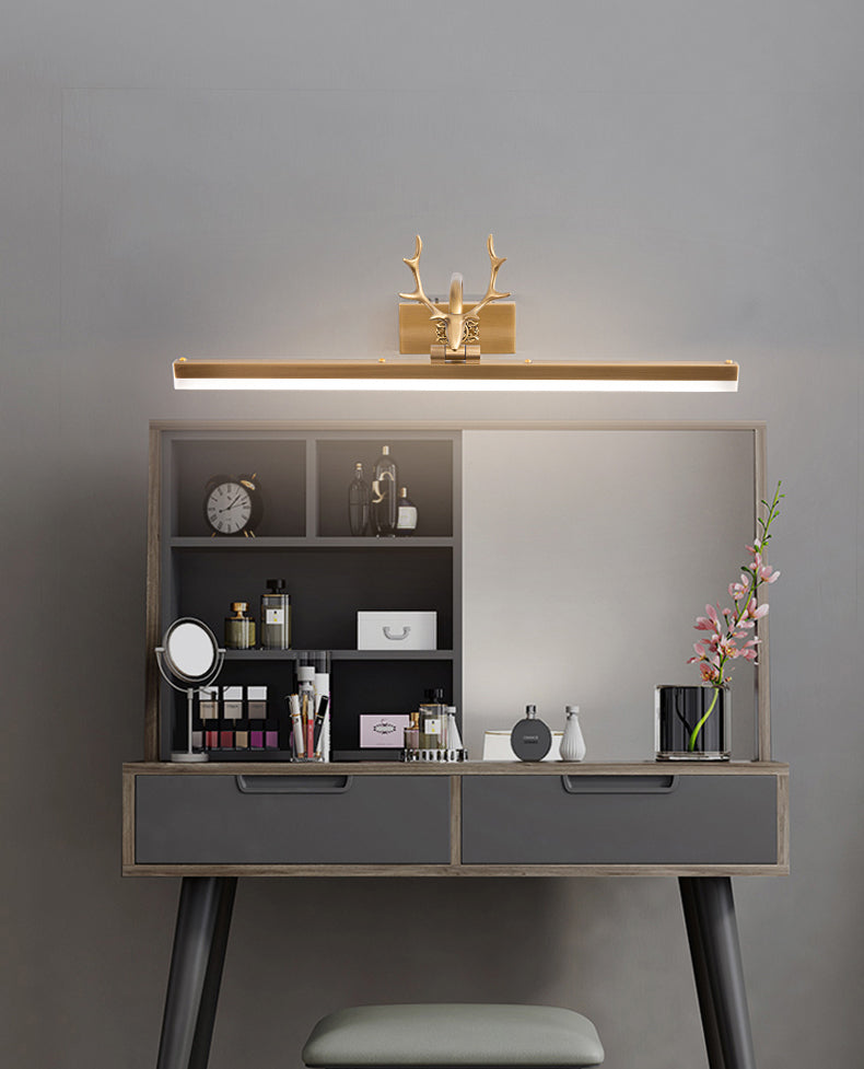 Mid-Century Vintage Style Strip Wall Mounted Vanity Lights Copper Flush Mount Wall Sconce for Bathroom