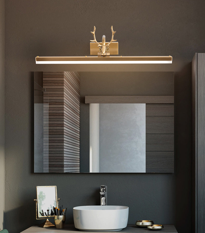 Mid-Century Vintage Style Strip Wall Mounted Vanity Lights Copper Flush Mount Wall Sconce for Bathroom