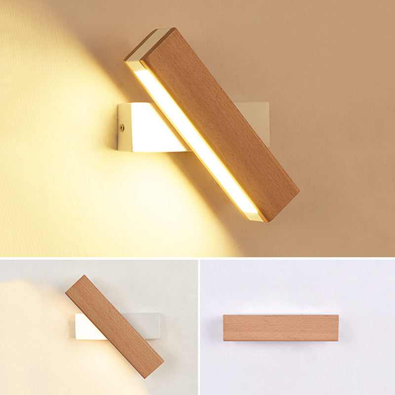 Modern Wood Wall Sconce Adjustable Rotatable LED Light Room Indoor Foyer Lighting