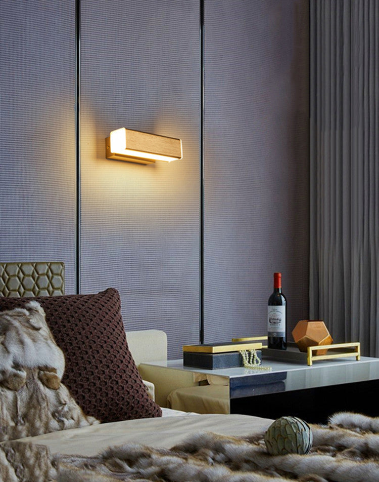 Modern Wood Wall Sconce Adjustable Rotatable LED Light Room Indoor Foyer Lighting