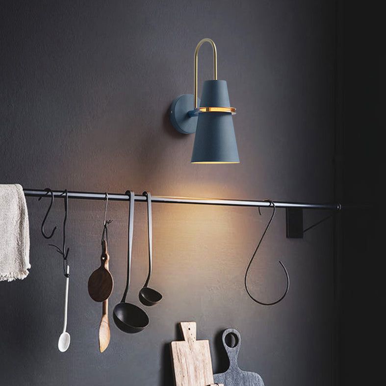 1 Light Metal Wall Light Fixture Modern Tapered Wall Sconces Lighting Fixtures for Bedroom