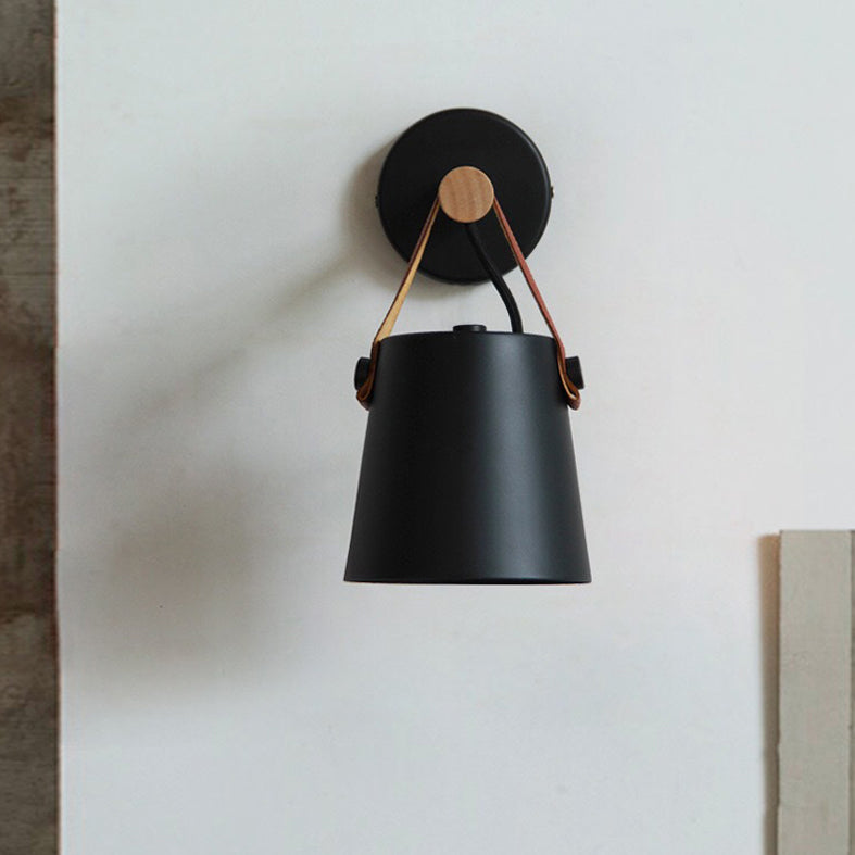Lámparas de pared cónicas montado en la pared apliques de pared de madera ultra moderna con cinturón para dormitorio