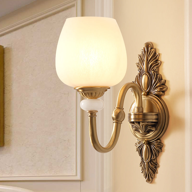 Copper Gold LED Wall Sconce in Modern Luxury Style Glass Indoor Wall Light with Jade Decoration