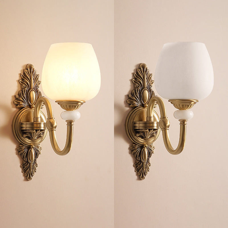Copper Gold LED Wall Sconce in Modern Luxury Style Glass Indoor Wall Light with Jade Decoration