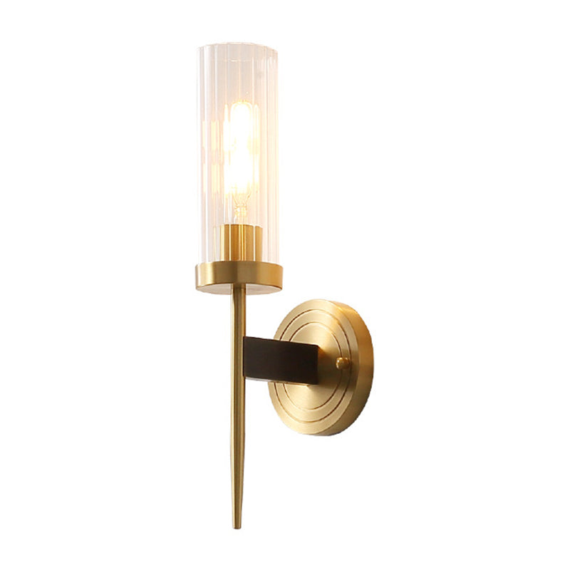 Cylindrical Clear Glass Wall Lighting Fixtures Modern Wall Mounted Light Fixture for Bedroom